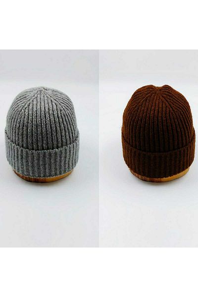 SOFT AKSESUAR Unisex Knitted Double Solid Beanie Set