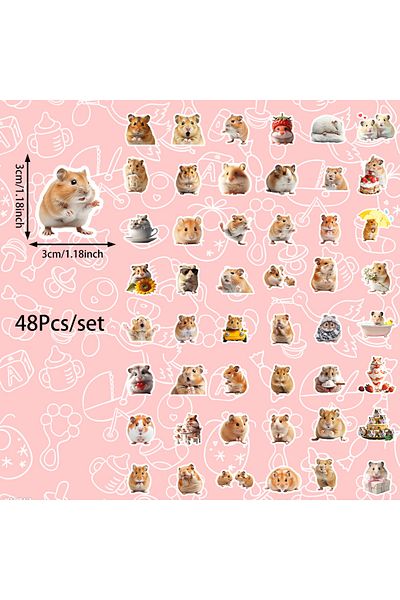 Choice 6x5.2x0.5cm Zfy-215 48pcs Party Small Gifts, Small Hamster Stickers Can Be Used For Wall Tabletop Cu