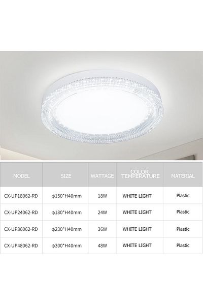 IRALAN Cold White 15CM(18W) WHITE Hot Selling Ultra Thin Crystal Ceiling Lamp Round Ceiling Home Lamp Cool