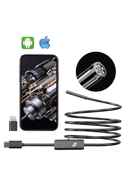 Choice 1m 3 In1 Endoscope Camera 1080p Hd Borescope With 8 Led Lights 8mm Ip67 Waterproof Inspection Camera