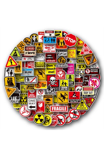 Choice 100PCS Warning Slogan Series Collection Graffiti Waterproof Stickers Creative Trendy Fridge Mug H...