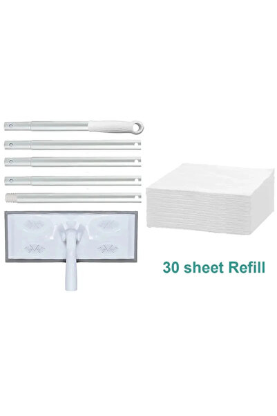 Choice عبوة واحدة من الورق والممسحة، مجموعة واحدة من ممسحة تجميع الغبار الكهروستاتيكي المنزلية القابلة للطي بمقبض طويل مع إمكانية التخلص منها