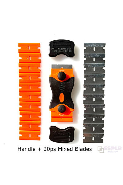 Choice1 20pcs Mixed Blades Dual-Head Handle Glue Razor Scraper with 20/50pcs ...