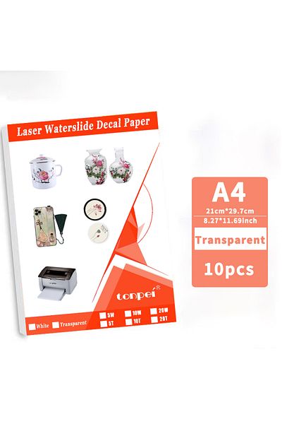 Choice 10pcs A4 Transparent 10 Sheets A4 Laser Waterslide Decal Transfer Paper White Transparent For Diy Mu