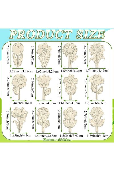 Choice 12pcs Mixed 12pcs/set Spring Flower Wooden Crafts Rose Lily Hanging Ornament For Spring Home Party D