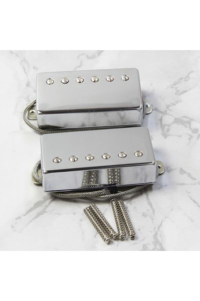 FLEOR 2pcs Alnico 5 Lp Guitar Humbucker Pickups Neck Bridge Pickups Set Chrome Color