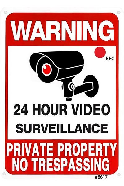 Choice No Trespassing Aluminum Signs Private Property,Metal 24 Hour Video Surveillance Metal Signs for H...