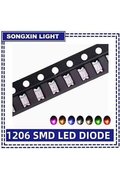 Choice 100pcs 1206 SMD LED White Red Blue Yellow Green Orange Warm White Pink Purple Uv RGB Ice Blue Ora...