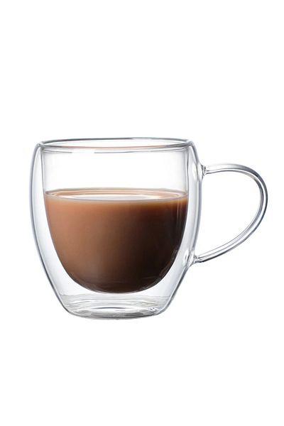Choice 250ml 1pc 1pc 250ml Premium Double-walled Borosilicate Glass Coffee Mug With Handle Perfect For Fami