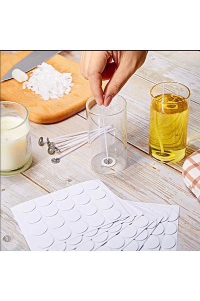 Choice 100pc Candle Wick Stickers Adhesive Heat Resistance Foam Double-sided Tape for Wax Fixed Base Hol...