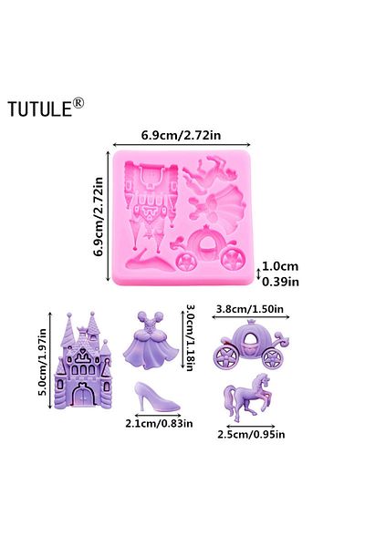 TUTULE Pink 3d Pumpkin Cart Castle Princess Dress Horse Chocolate Cake Silicone Mould Diy Drop Glue Accesso
