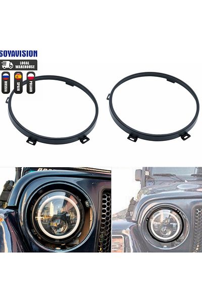 SOYAVISION Car Headlamp 7" Inch Headlight Mounting Ring Trim Bracket For Jeep Wrangler JK TJ Acessories  Ins...