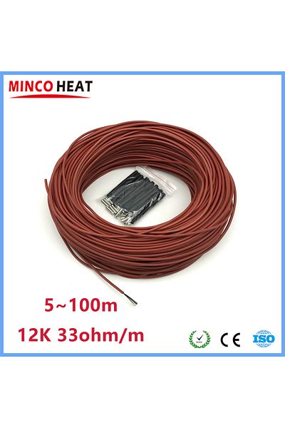 MINCO HEAT 100 Meters 5~100 Meters 12k 33ohm/m Infrared Carbon Fiber Heating Cable 3mm Floor Warming