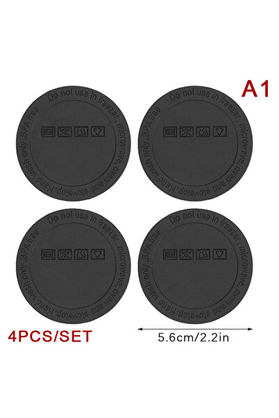 Choice A1 4 قطع من قواعد الأكواب السوداء المستديرة ذاتية اللصق، ملصقات مانعة ...