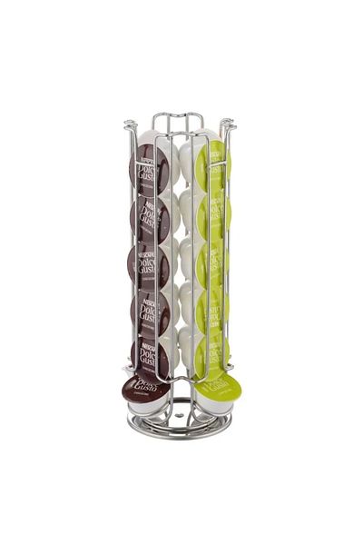 Choice Silver Coffee Capsule Display Rack Rotatable Storage Stand 24-cup Storage Rack Anti-slip Bottom For