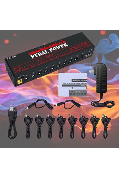 Choice Koogo Guitar Pedal Power Supply 10 Isolated DC Output for 9V/12V/18V Effect Pedal with USB Chargi...