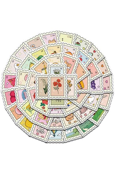 Choice 50pcs 50pcs Small Fresh Stamp Stickers Aesthetic Harajuku Streetwear Phone Scrapbook Y2k Fashion Wal