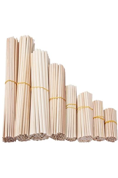 Choice 30cmx5mm 25pcs Wood Color 25-50pcs Round Wooden Stick For Craft Food Ice Lollies And Model Making Ca