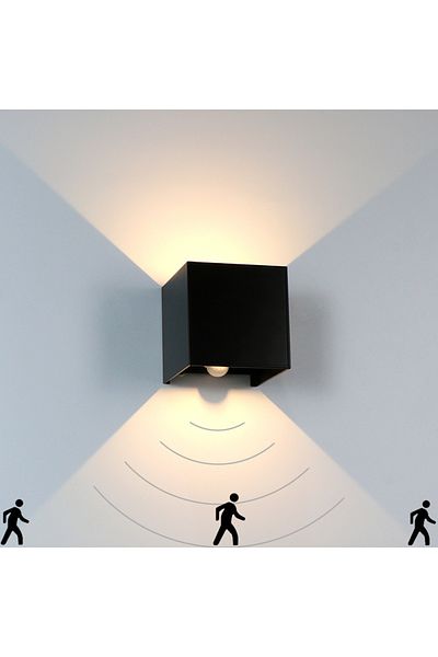 Choice Warm White (2700-3500K) Black 10w Led Wall Light With Motion Sensor Waterproof Outdoor Garden Light