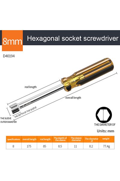 NIUXIANG 8mm 5mm ,6mm ,8mm,10mm Hex Socket Head Handle Crv Shaft Nut Screwdriver Tools