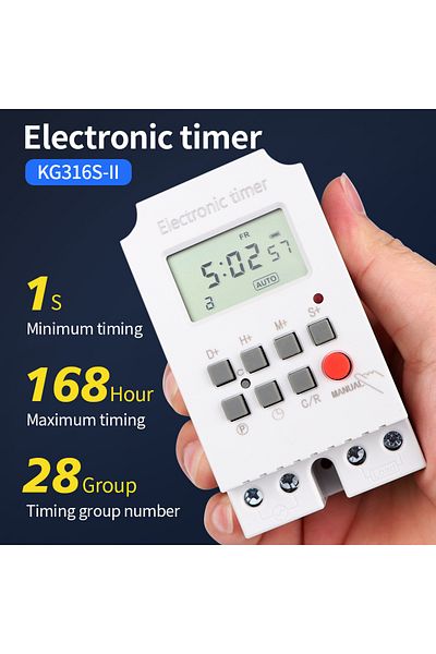 JUANJUAN Kg316s-ii Electronic Weekly 7 Days Programmable Digital Timer Switch Relay 1s~168h Time Control 220v