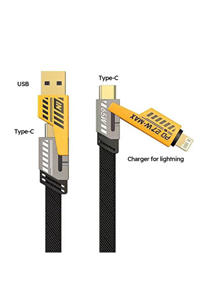 Choice كابل شحن سريع 4 في 1 بقدرة 65 وات من نوع USB C وUSB Micro بطول 1.2 متر...