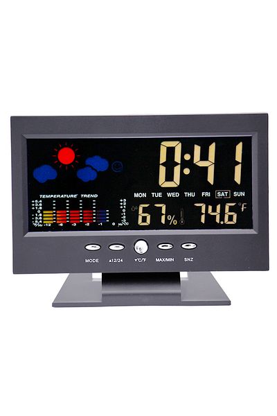 JUANJUAN B(WITH BASE) Multi-functional Weather Station Clock Thermometer Hygrometer Calendar Digital Lcd Disp