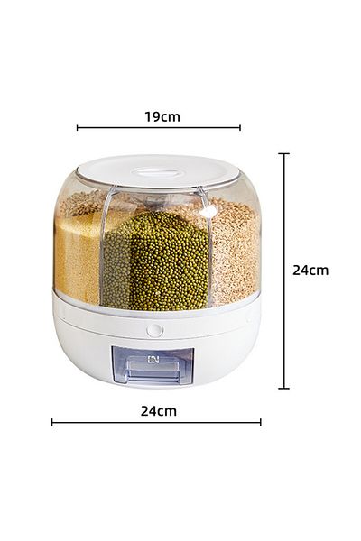 Choice White 6kg Rotatable 360 Degree Rice Dispenser Sealed Dry Grain Bucket Dispenser Moisture-proof Kitch