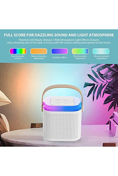 AWH Wireless Bluetooth Karaoke Microphone with Dual Handheld Mics, Portable Karaoke Speaker (White)