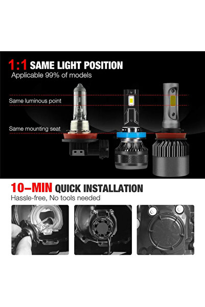 Choice H7 قطعتان 6000 كلفن أبيض بارد YHKOMS عالي الطاقة CSP H4 H7 LED 200 واط 30000 لومن H1 H8 H9 H11 مصباح ليد للسيارة