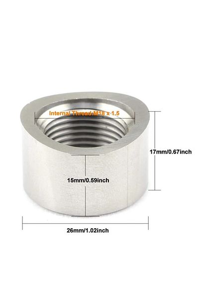 Choice O2 Sensor Bung Stainless Steel Oxygen Mounting Bungs and Plugs Adapter M18 x 1.5 Thread Notched S...