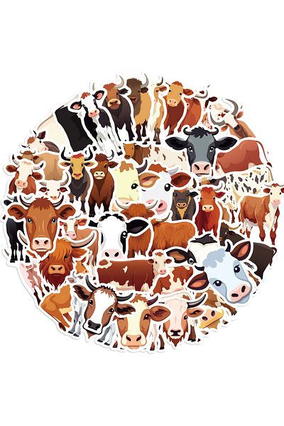 Choice 50pcs 50pcs Cute Cow Cartoon Stickers Animals Cattle Graffiti Kids Toy Skateboard Phone Laptop Lugga