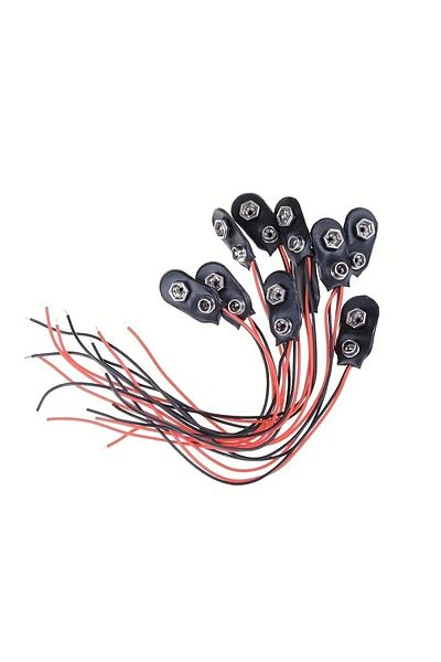 Choice 10pcs 10pcs 9v Battery Clips 10cmblack Red 2wired Cable Connection Connector Buckle 9 Volt Battery C
