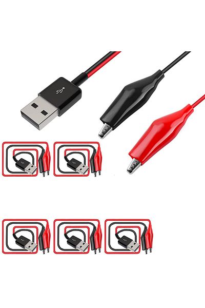 AOKIN Alligator Clip to USB, Crocodile Clamps to USB Type-A Male Connector Cable Copper Test Leads for ...