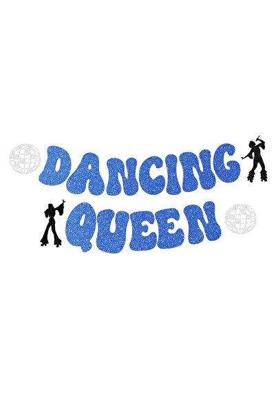 Choice ديكورات حفلات ملكة الرقص اللامعة باللون الأزرق، لافتة كرة الديسكو الزر...