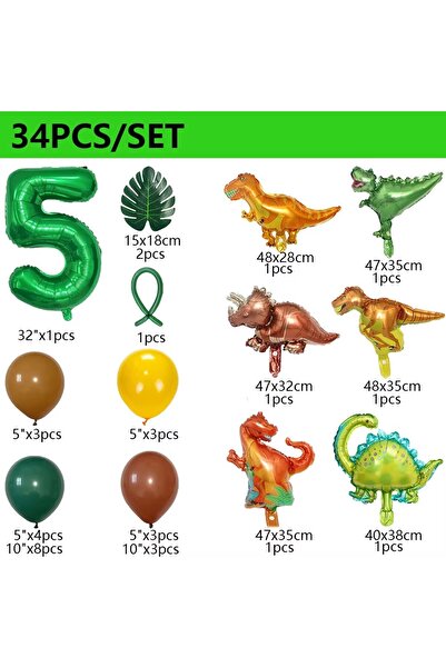 Choice Other Number 5 32 英寸 Number Dinosaur Birthday Party Dino Balloons Palm...