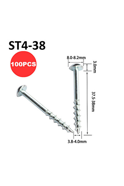 Choice ST4-38 100 قطعة مسامير ذاتية اللولبة ذات ثقب مائل مضادة للصدأ لأعمال ا...