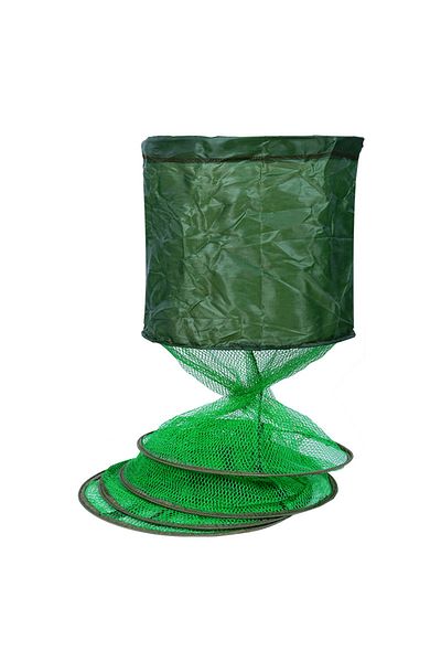 VAKIND 25x150cm Portable Nylon Mesh Net Fish Storage Fishing Accessories Steel Ring Folding Fish Cage Fishi