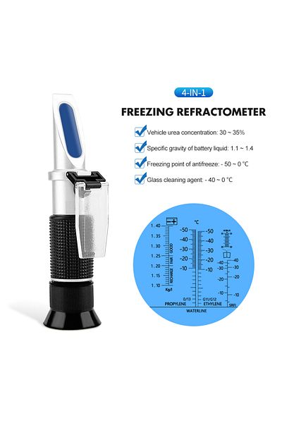 JUANJUAN 4 in 1 Refractometer Antifreeze Coolant Tester ATC Adblue Engine Fluid Propylene Ethylene Glycol ...