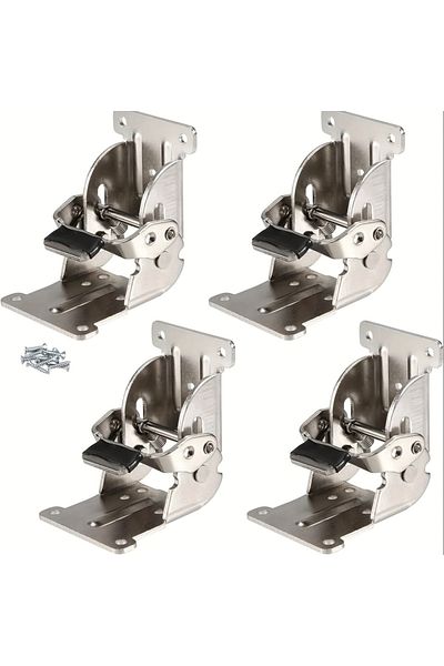 Choice Silver-pack Of 4 4 Pcs Folding Leg Hinge Bracket, 0-90-180 Degree Foldable Support Bracket Self-lock