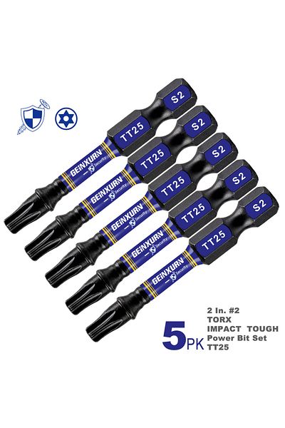 Choice 2inches 5pcs Geinxurn 2 In.impact Tough Magnetic Power Bit Set,security Torx Head Power Bits,s2 Allo