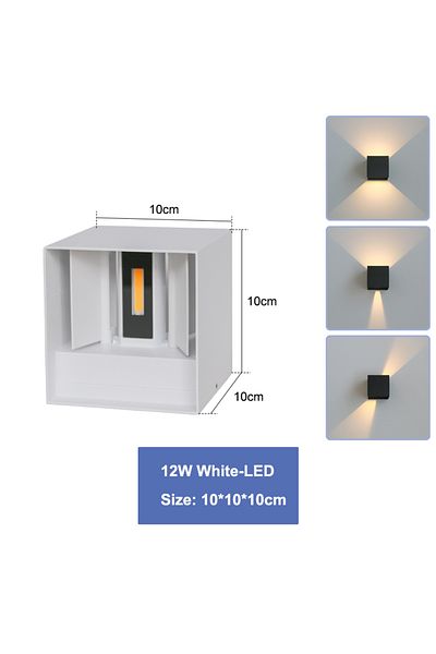 lampinbox Warm White (2700-3500K) 12w White 6w/12w Led Waterproof Wall Lamp In Black/white/grey For Indoor And