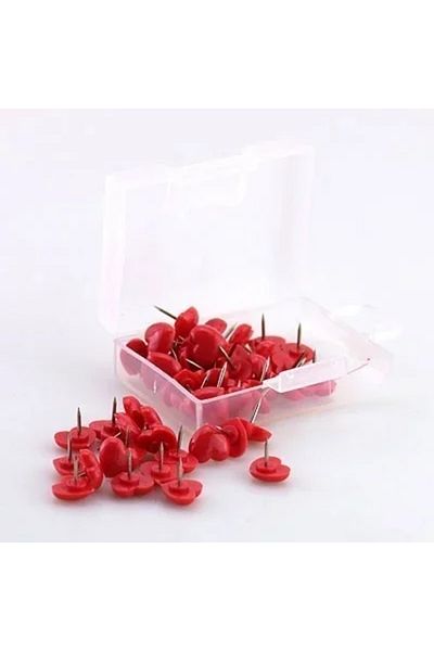 Choice Red Heart Shape 50 Pack Plastic High Quality Cork Board Safety Colored Thumbtacks Pushpins Office Sc