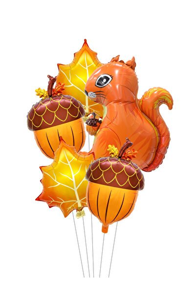 Choice مجموعة أخرى من 5 بالونات سنجاب برتقالية من رقائق الألومنيوم، بالونات م...