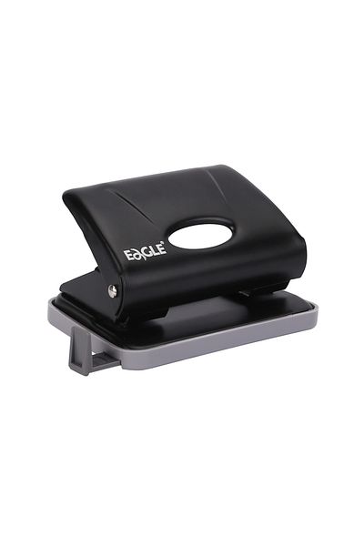 Choice 2 Black Eagle 2-hole Paper Punch, 15-sheet Capacity, Built-in Paper Tray, Plastic Gauge With Scale,s