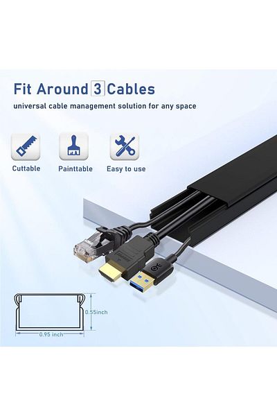Choice Cord Cover Raceway Kit - 157" Cable Concealer, Wire Hider for TV Wall Mounting and Wire Managemen...