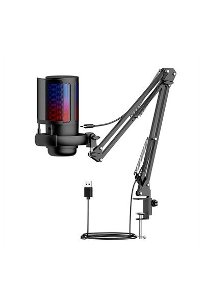 Choice Me6s-35-b Usb Condenser Microphone Rgb Esports Game Call Recording Condenser Mic With Metal Boom Sta