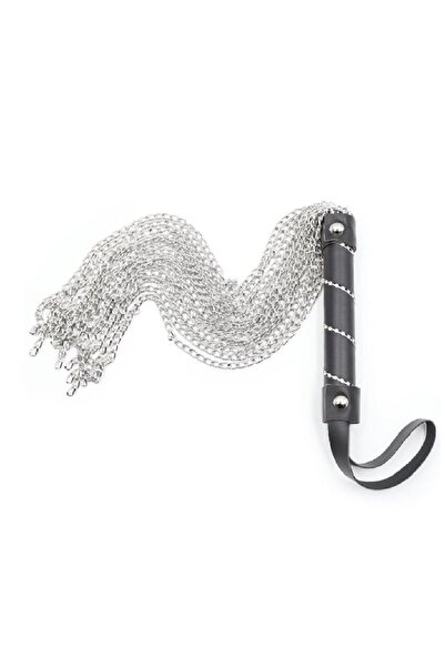 Choice سوط حصان بمقبض جلدي وسلسلة معدنية وشراشيب 55 سم