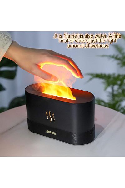 AWH Flame Air Diffuser, Ultra-Silent Cool Mist Humidifier with Waterless Auto-Off Protection (White)