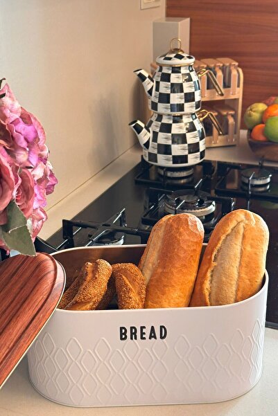 MAKRİ HOME Ekmeklik, Metal Ekmeklik, Ekmek Sepeti ,yerli Üretim (34 CM X 19 CM X 16 CM)